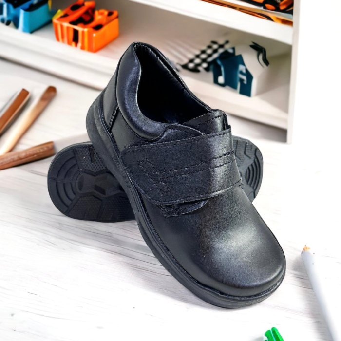 Zapato Escolar Velcro Niño Negro